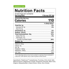 Momentous Fuel mixed in a glass shows strawberry lime flavor and hydration.