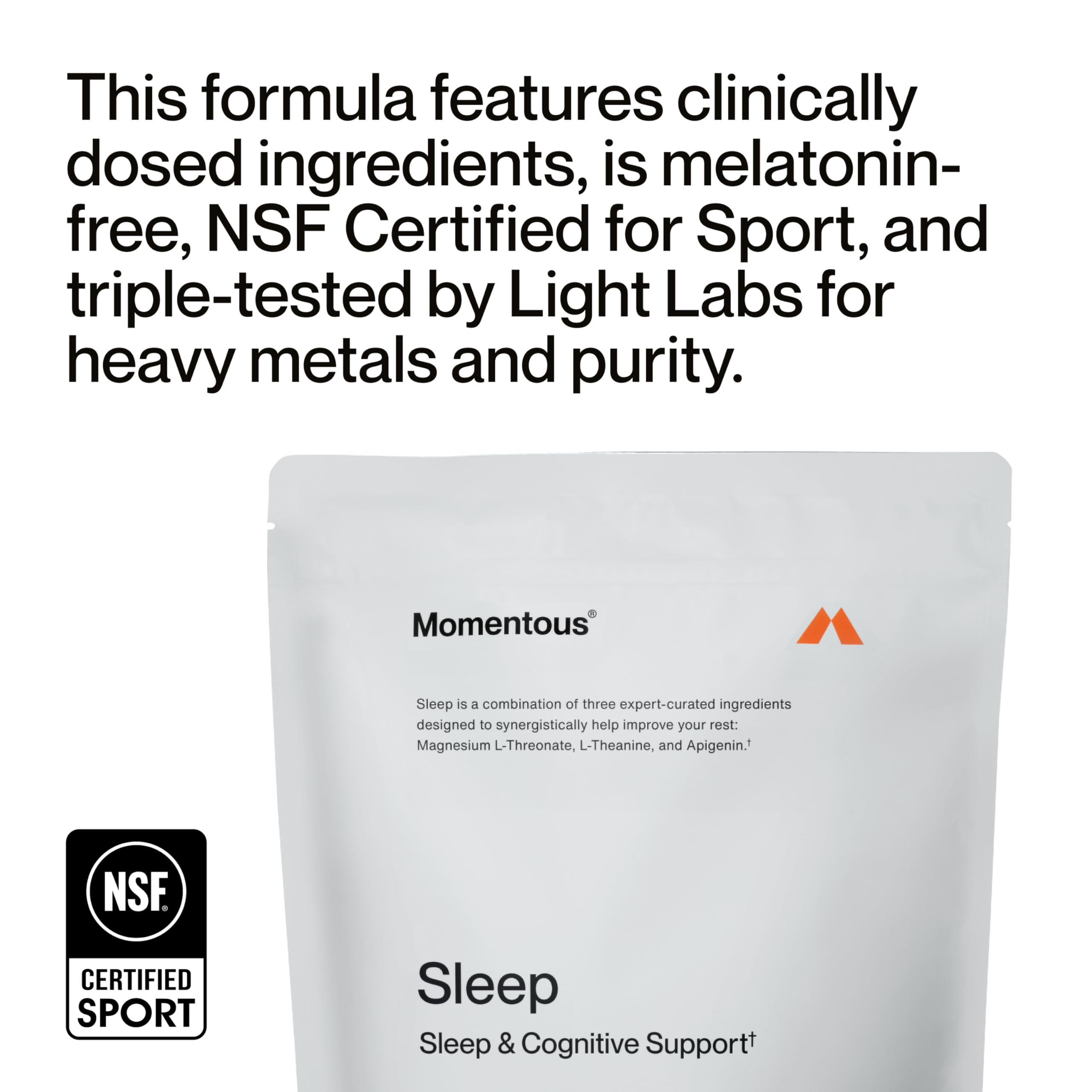 Momentous Nightly Sleep Pack serving size and directions on box
