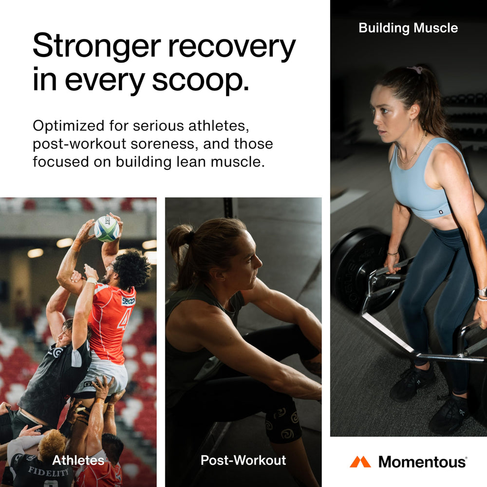 Momentous Recovery NSF Certified for Sport badge visible on packaging
