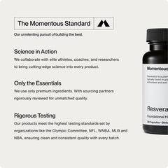 Momentous Resveratrol NSF Sport badge signals trusted athletic certification