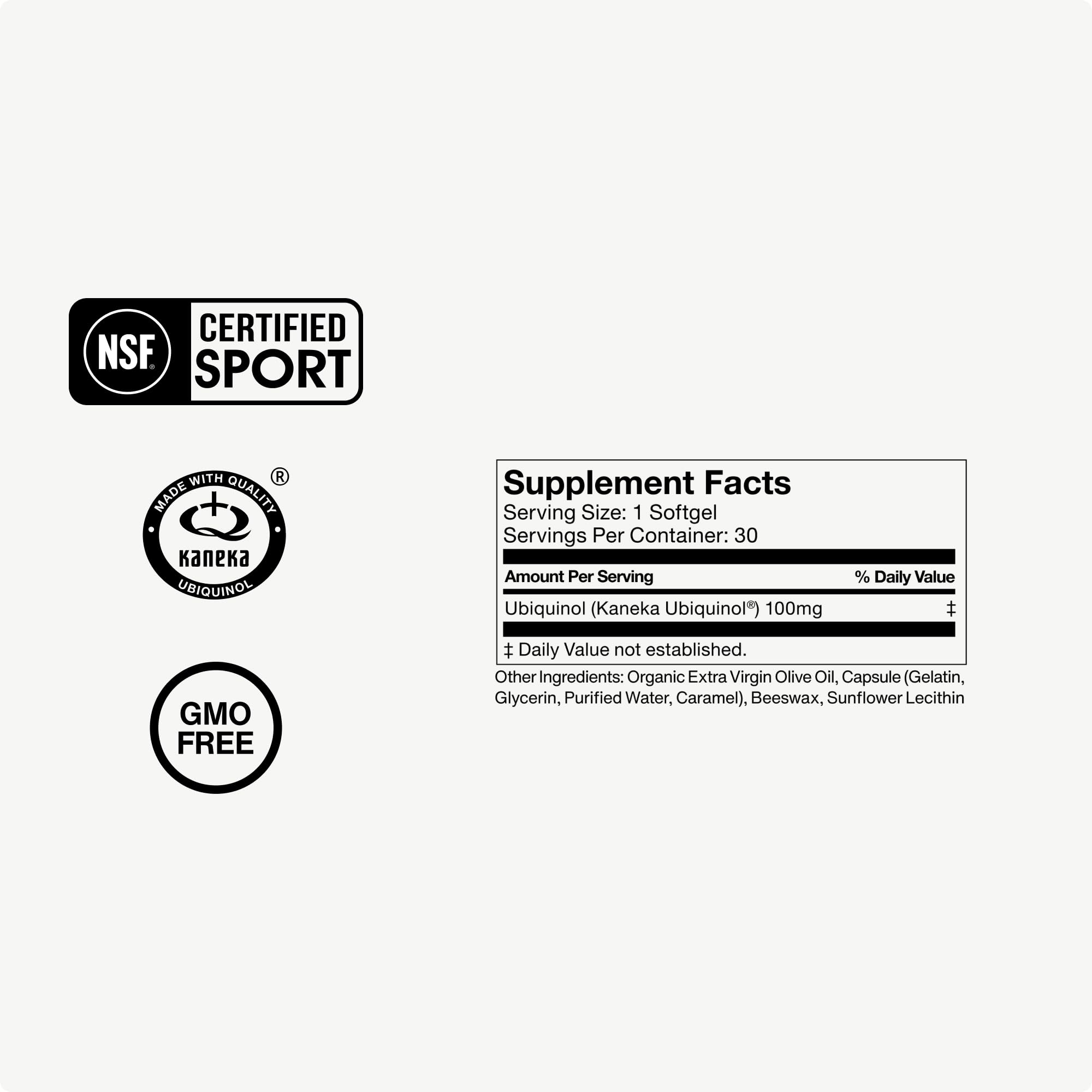 Momentous Ubiquinol gluten-free GMO-free label emphasises dietary compatibility
