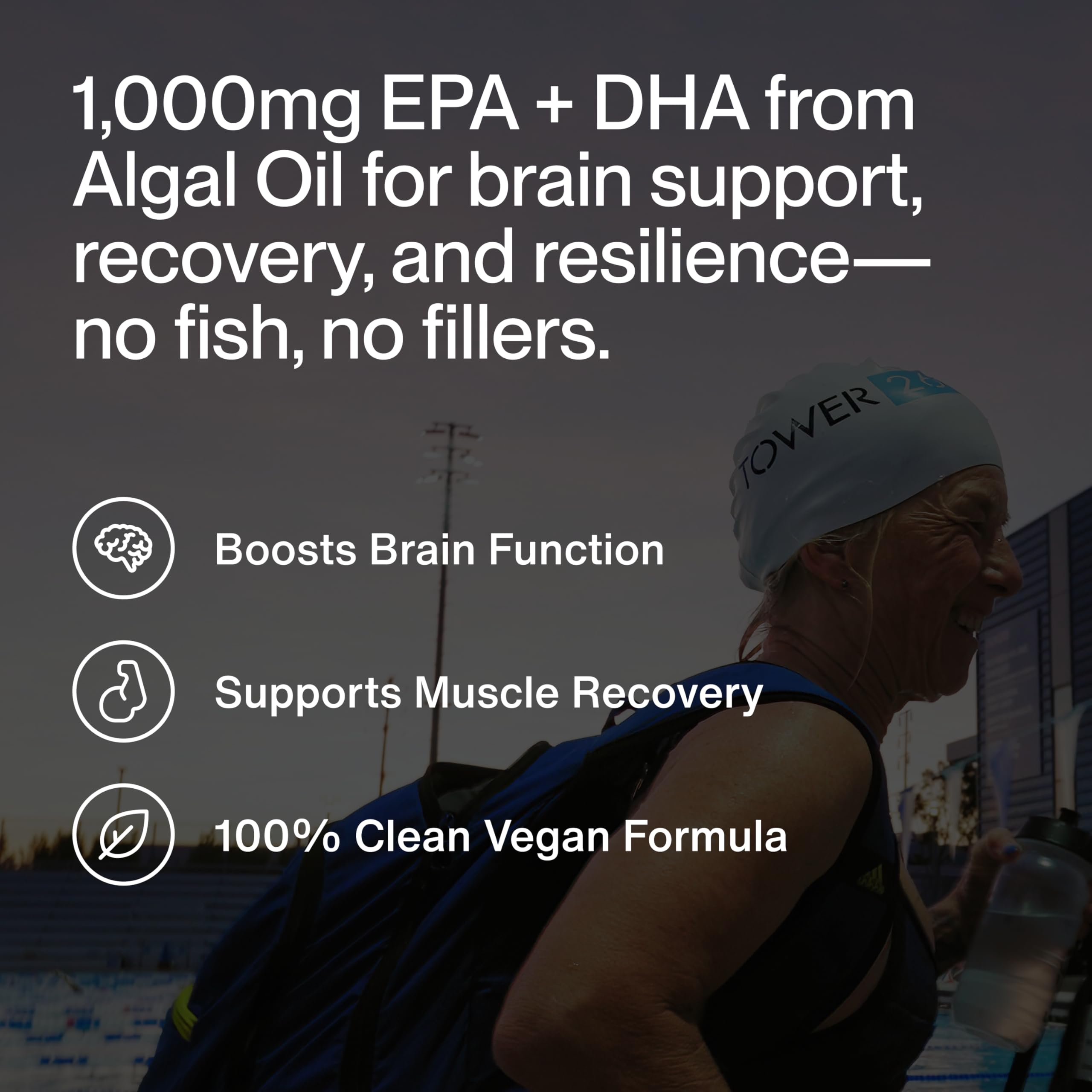 Momentous Vegan Omega-3 algae-oil illustration for cognitive health.