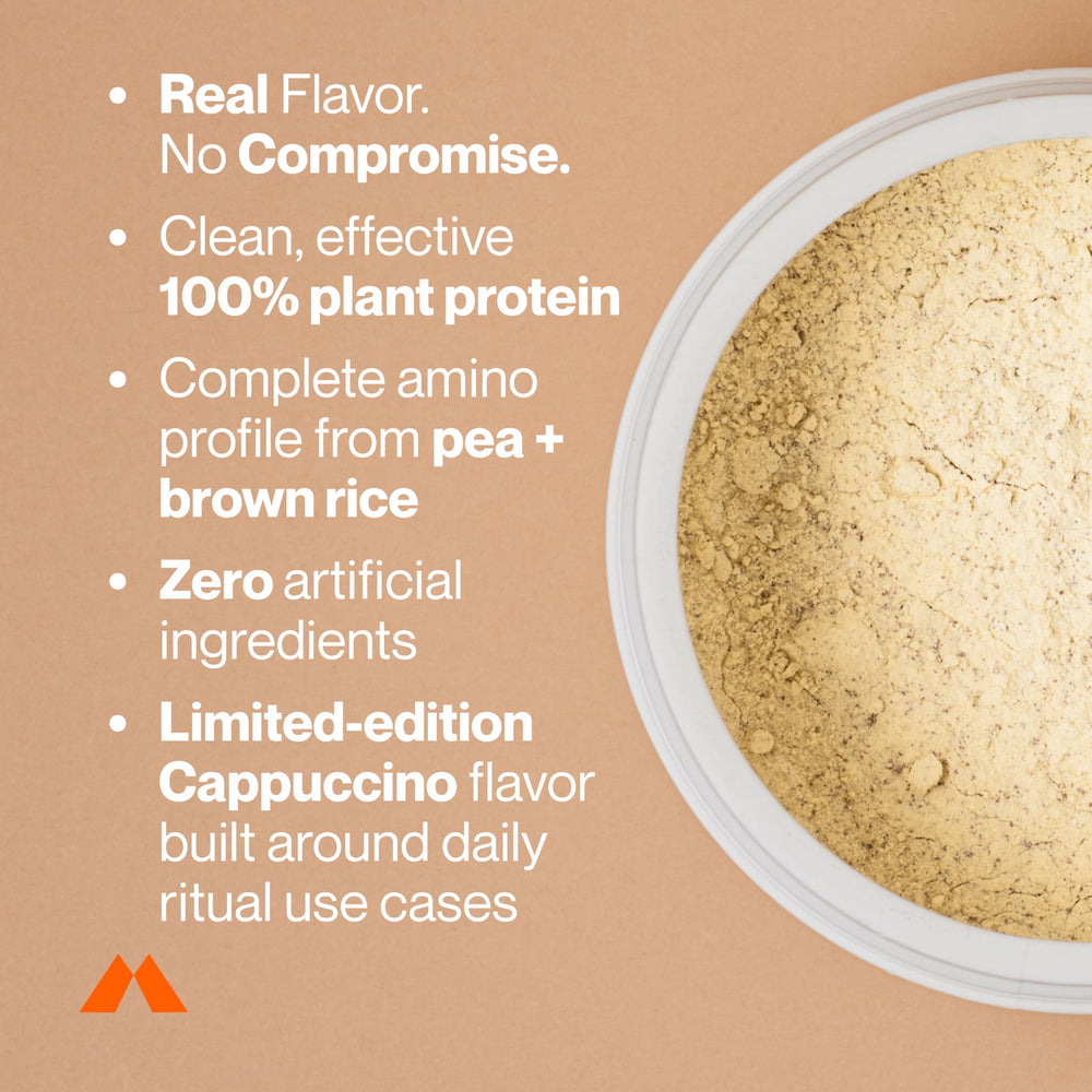 Momentous Vegan Protein Powder Cappuccino ingredients peas and rice blend
