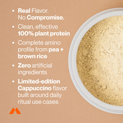 Momentous Vegan Protein Powder Cappuccino ingredients peas and rice blend