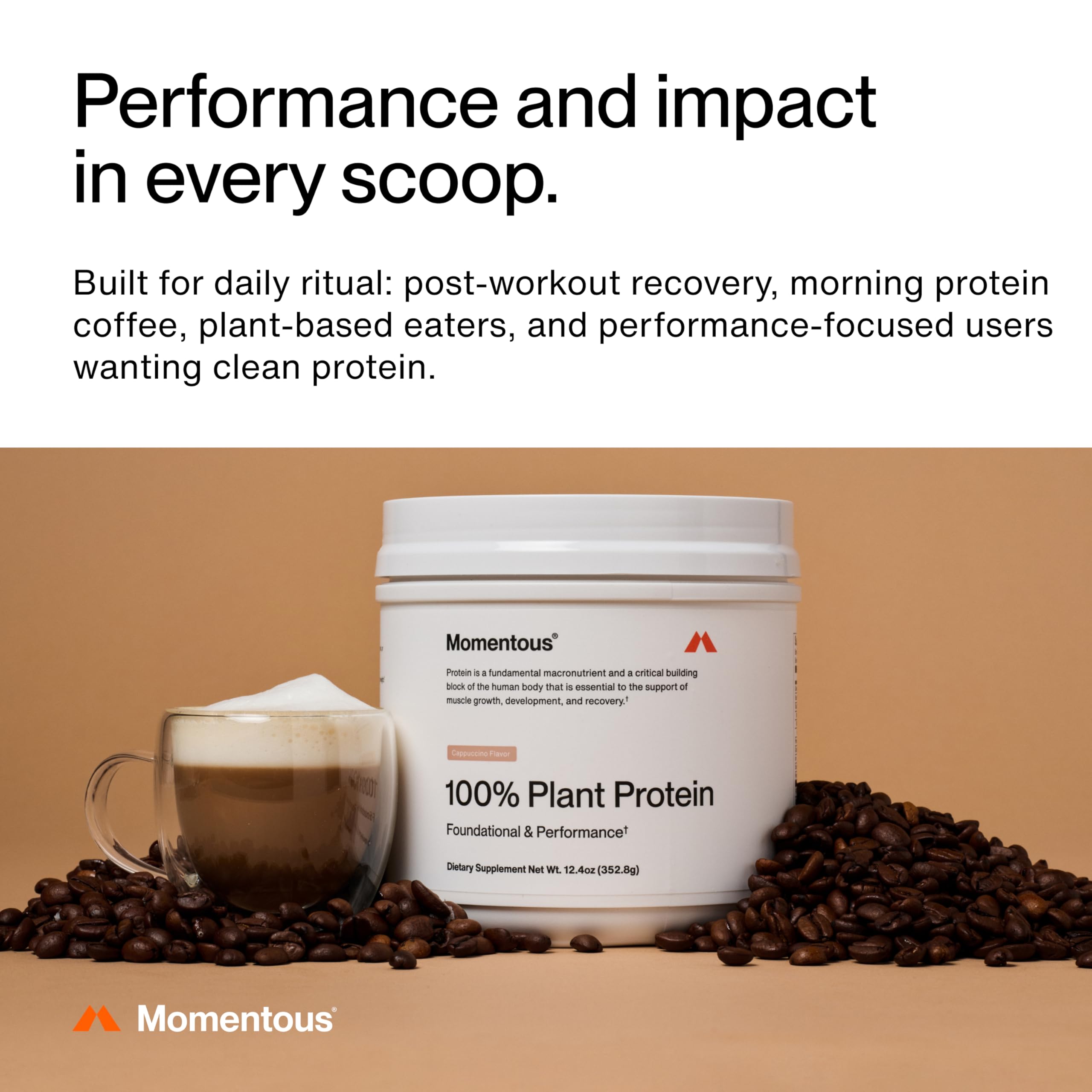 Momentous Vegan Protein Powder Cappuccino mixed shake with creamy texture