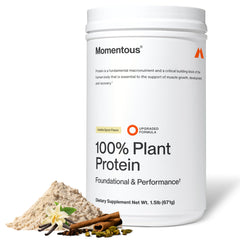 Momentous Vegan Protein Powder Vanilla Spice bottle for post-workout protein support.