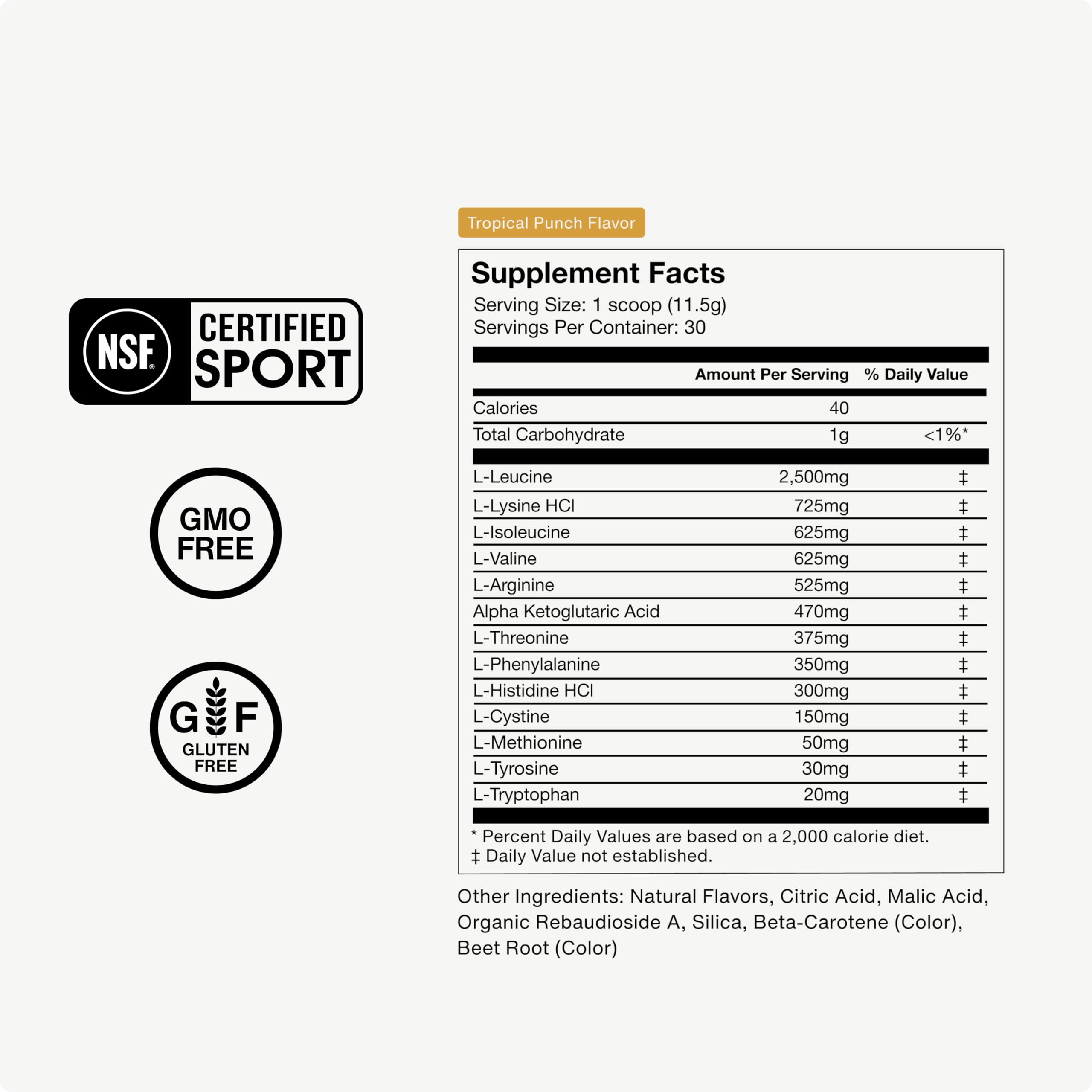 Momentous Vital Aminos label shot highlights NSF Certified for Sport and gluten-free features.