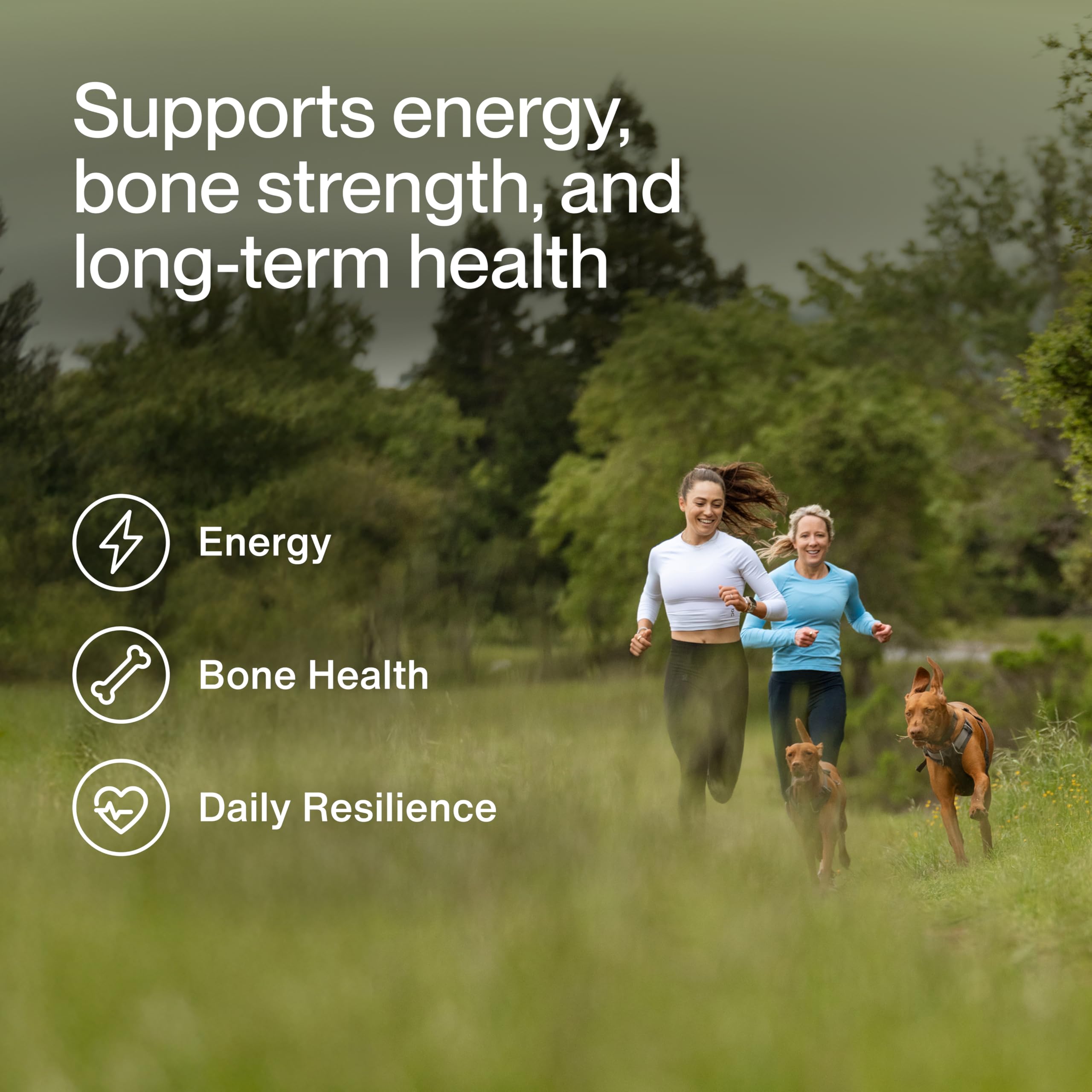 Momentous Women's Three bottle label highlights NSF for Sport certification and gluten-free promise