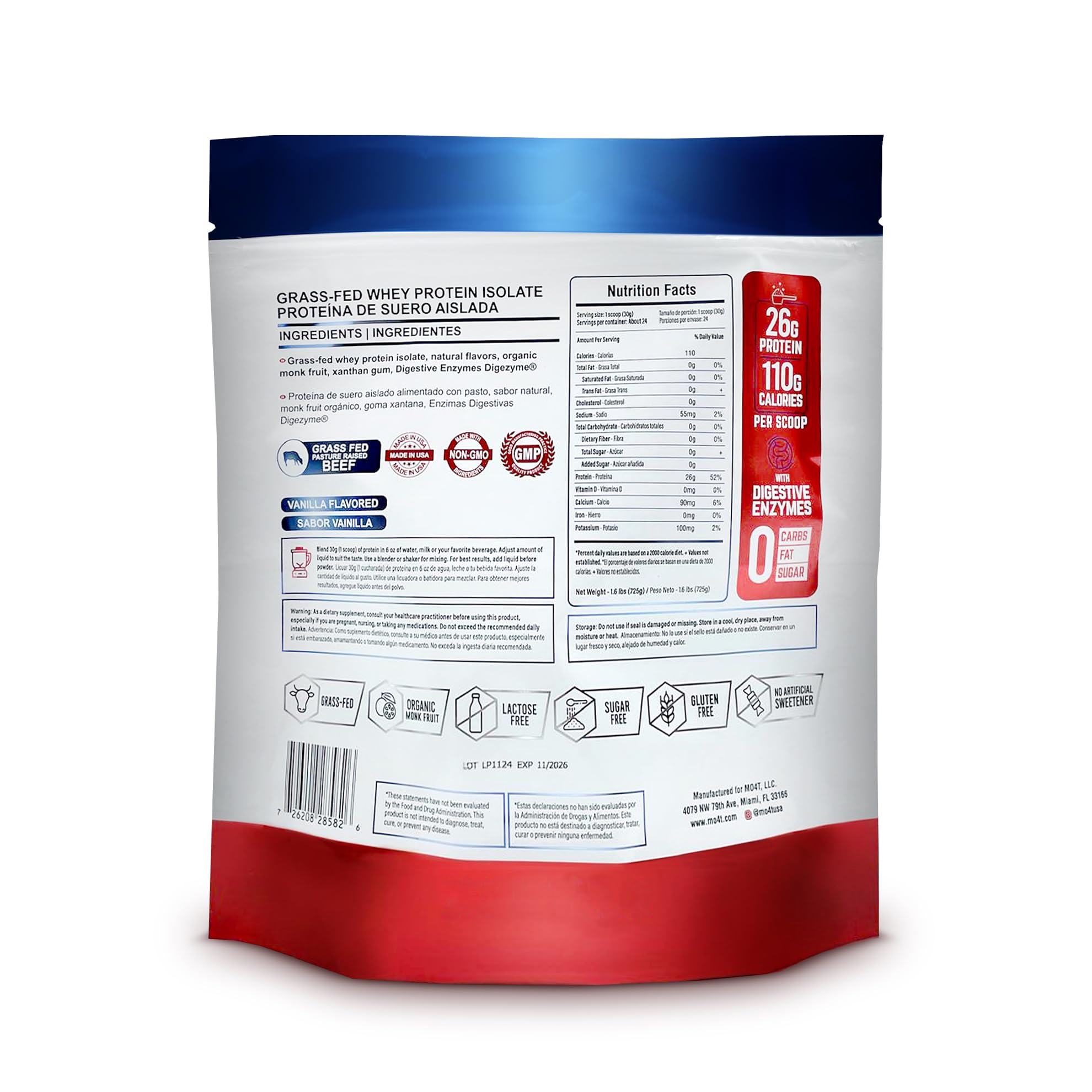 MOMOF4TRANSFORM ISO26 no-artificial-sweeteners-label promotes clean flavor.