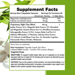 Moms For Nutrition PM Plus capsules ready for a night-time relaxation routine.