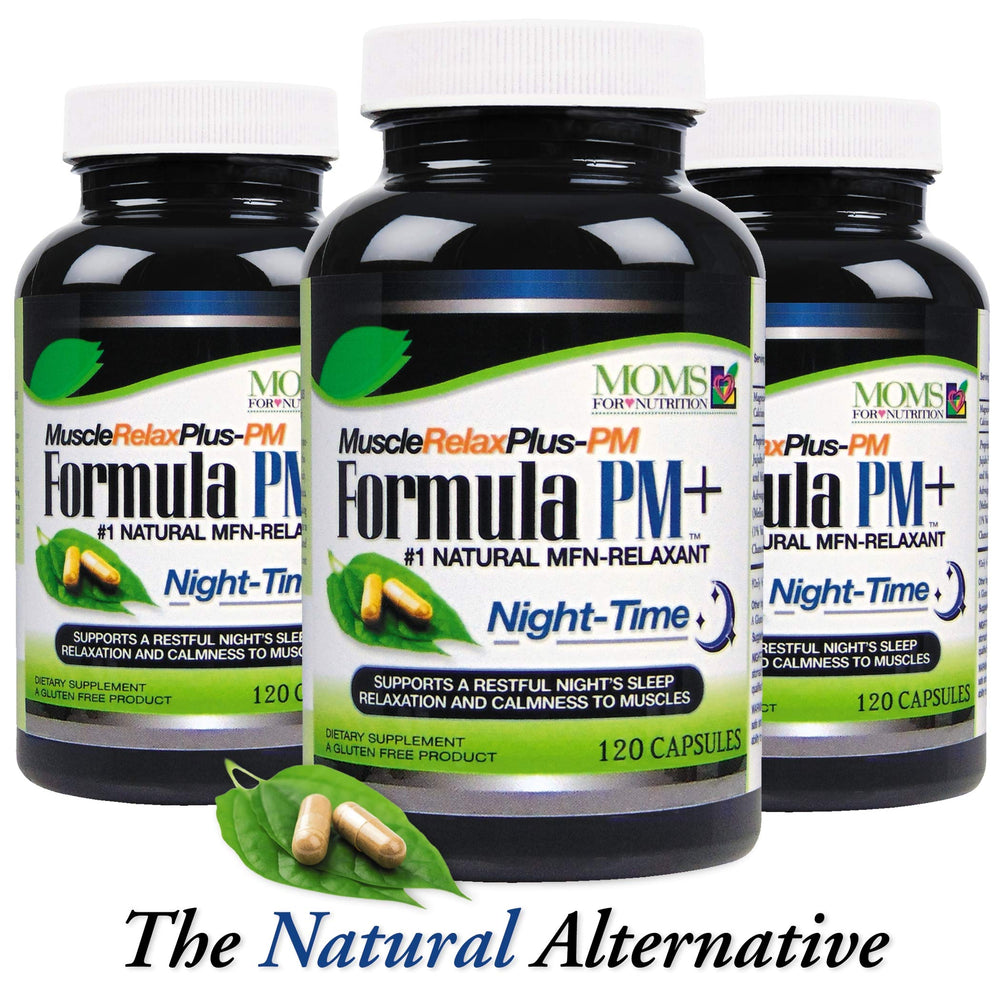 Moms For Nutrition PM Plus dispensing cap aiding simple nightly dosing.