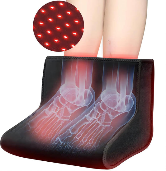 Monaggio red light therapy for feet setup demonstrates targeted relief for foot soreness