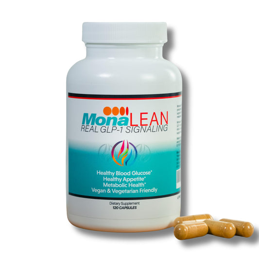 MonaLean Theramone bottle front with label showing ready-to-use daily support.