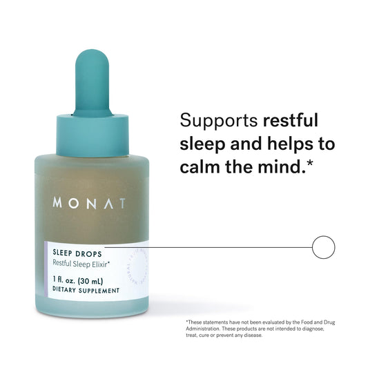 MONAT Sleep Drops dropper under tongue for easy nightly use and relaxation