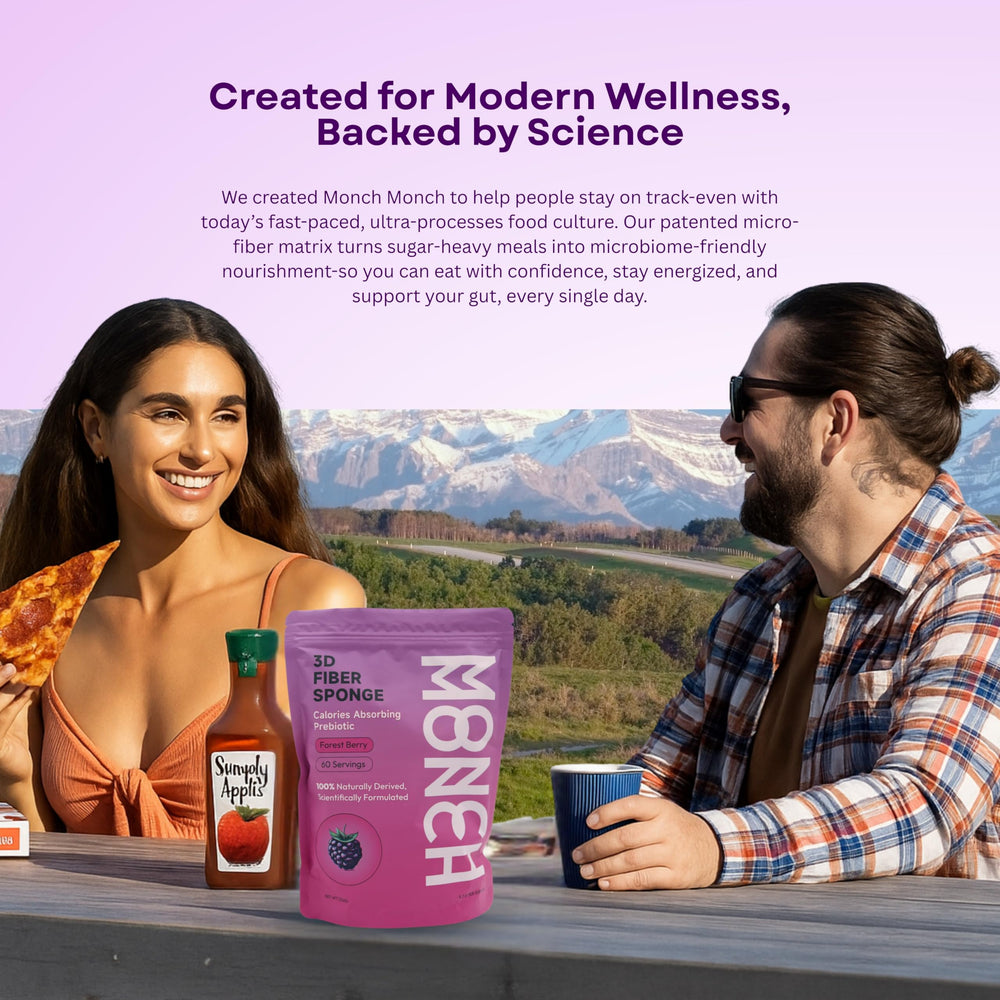 Monch Monch forest-berry fiber sponge on counter for digestion potential