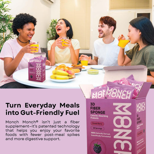 Monch Monch forest-berry fiber sponge packet-cap demonstrates easy opening for daily use