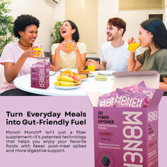 Monch Monch forest-berry fiber sponge packet-cap demonstrates easy opening for daily use