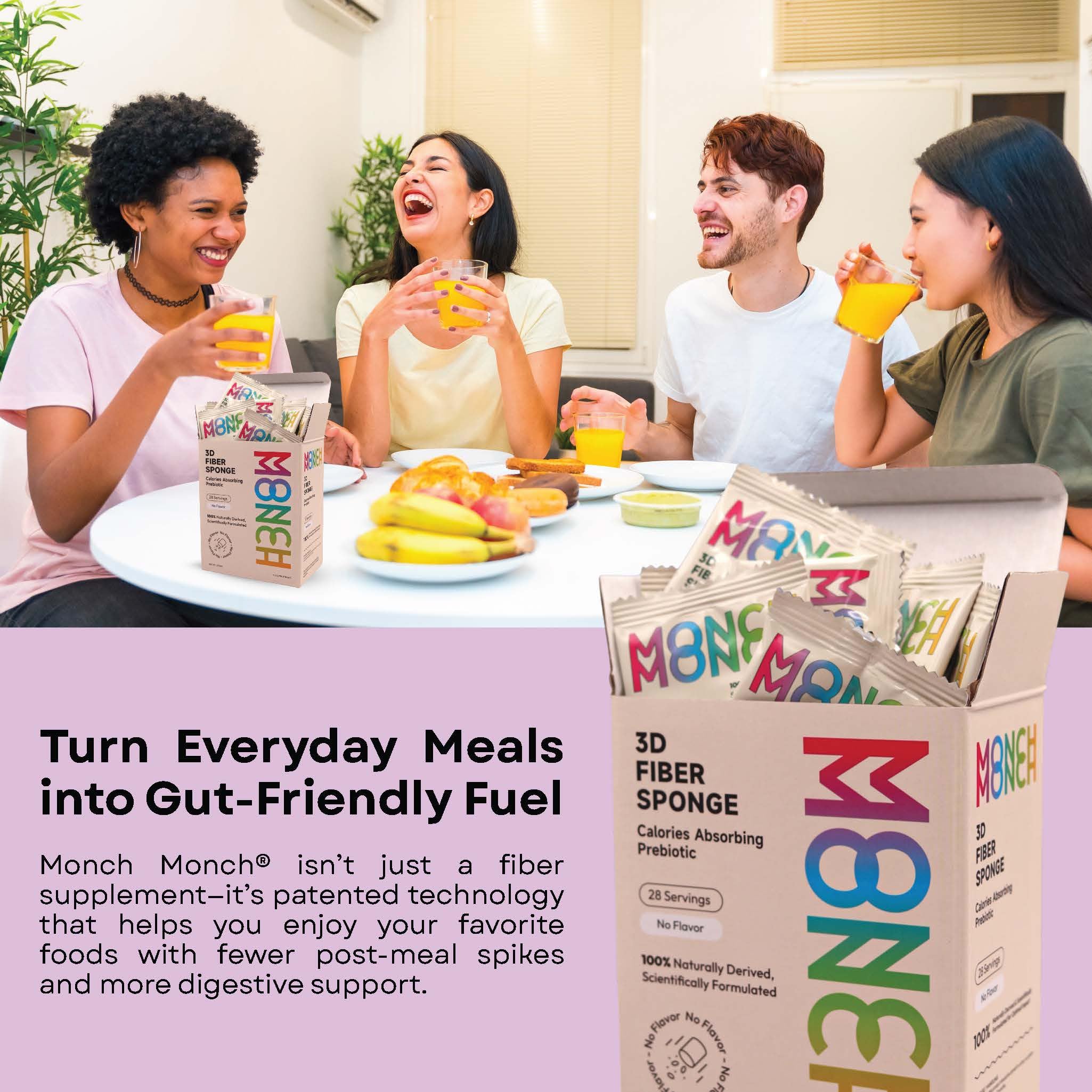 Monch Monch powder in water mix shows smooth, sugar-free texture.