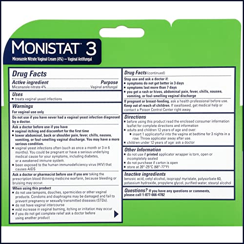 Monistat 3-Day pre-filled applicators pack simplifies application.