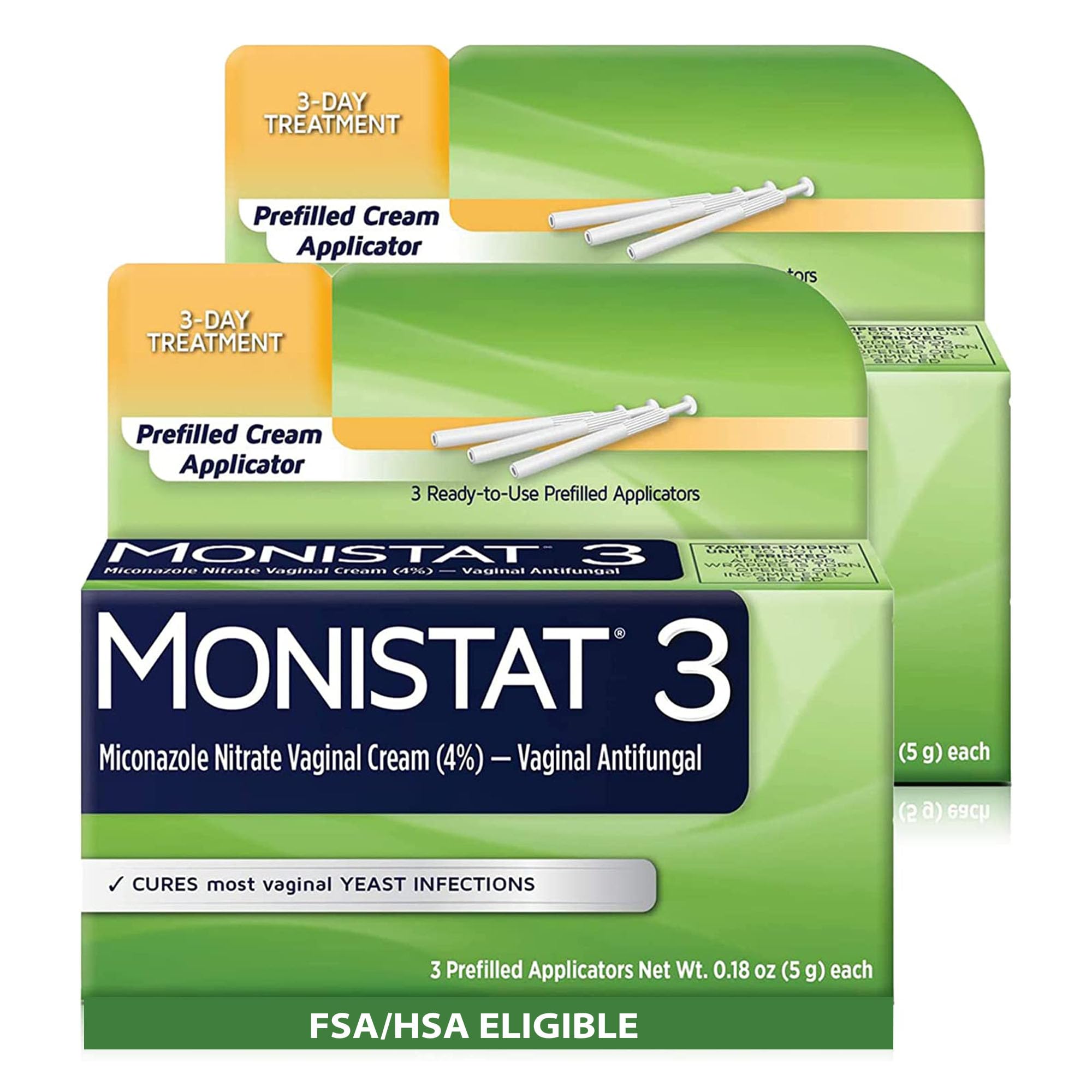 Monistat 3-Day Treatment two boxes ready for at-home use.