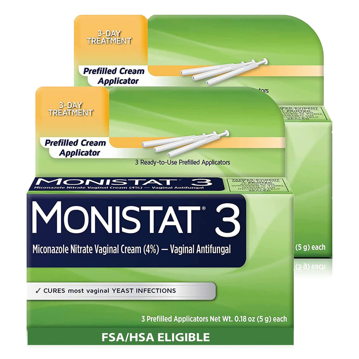 Monistat 3-Day Treatment two boxes ready for at-home use.