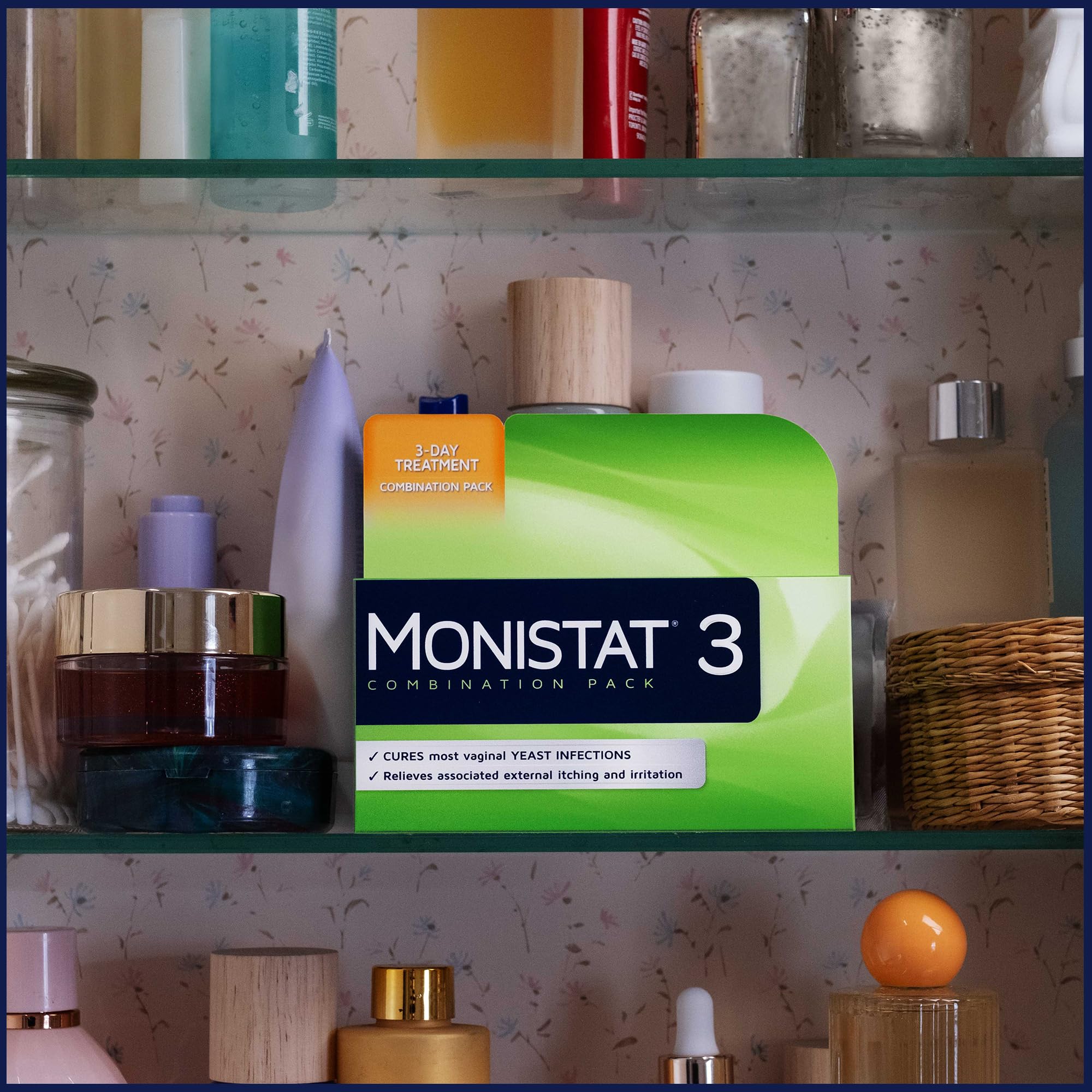 Monistat 3-Day vaginal cream dose, 200 mg per use, targeted relief.