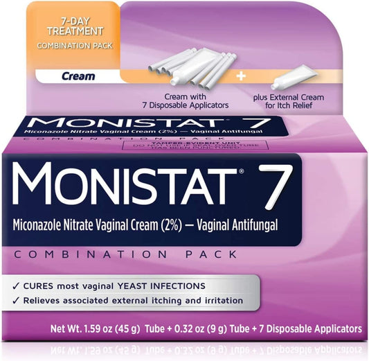 Monistat 7 package front showing branding and dosage for quick reference