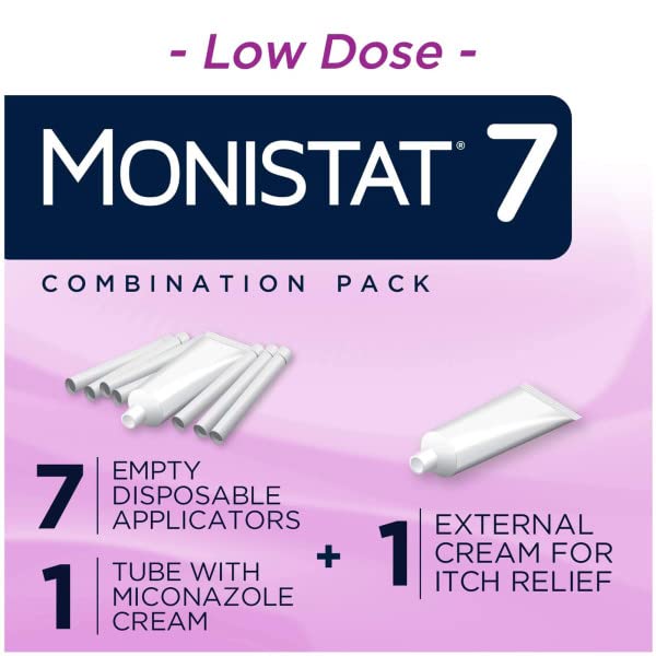 Close-up of Monistat cream tube showing smooth application texture.