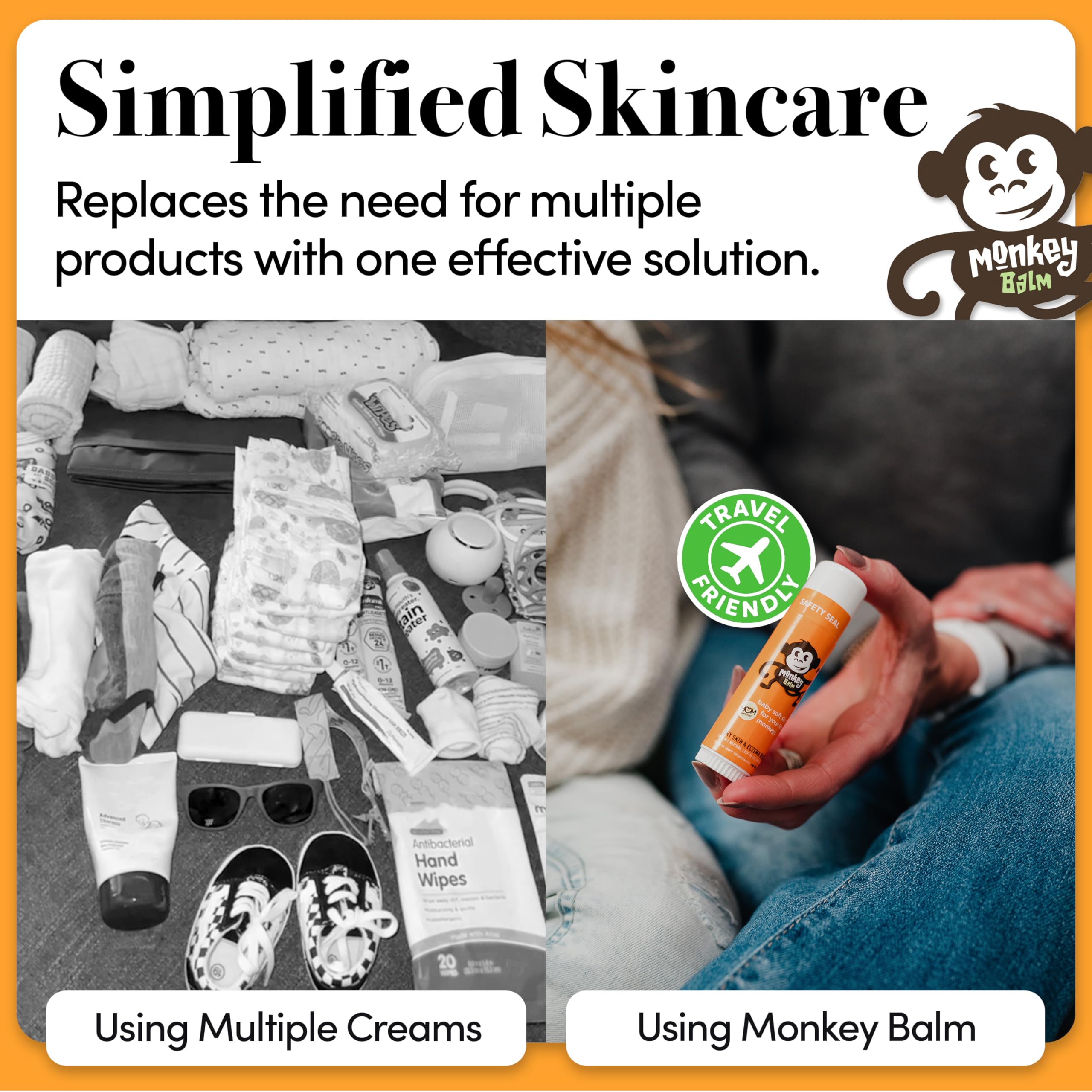 Monkey Balm purse-size packaging fits in a bag for quick use