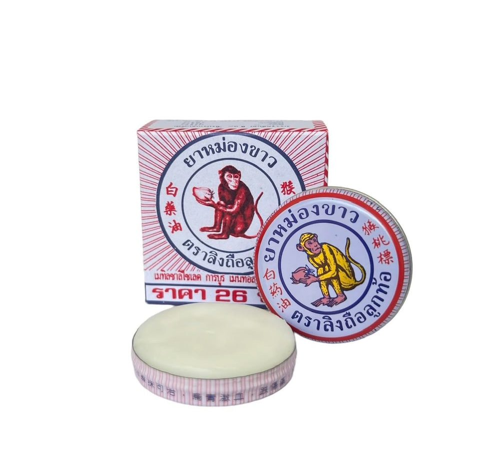 MONKEY HOLDING PEACH Balm 8g tube close-up for quick relief