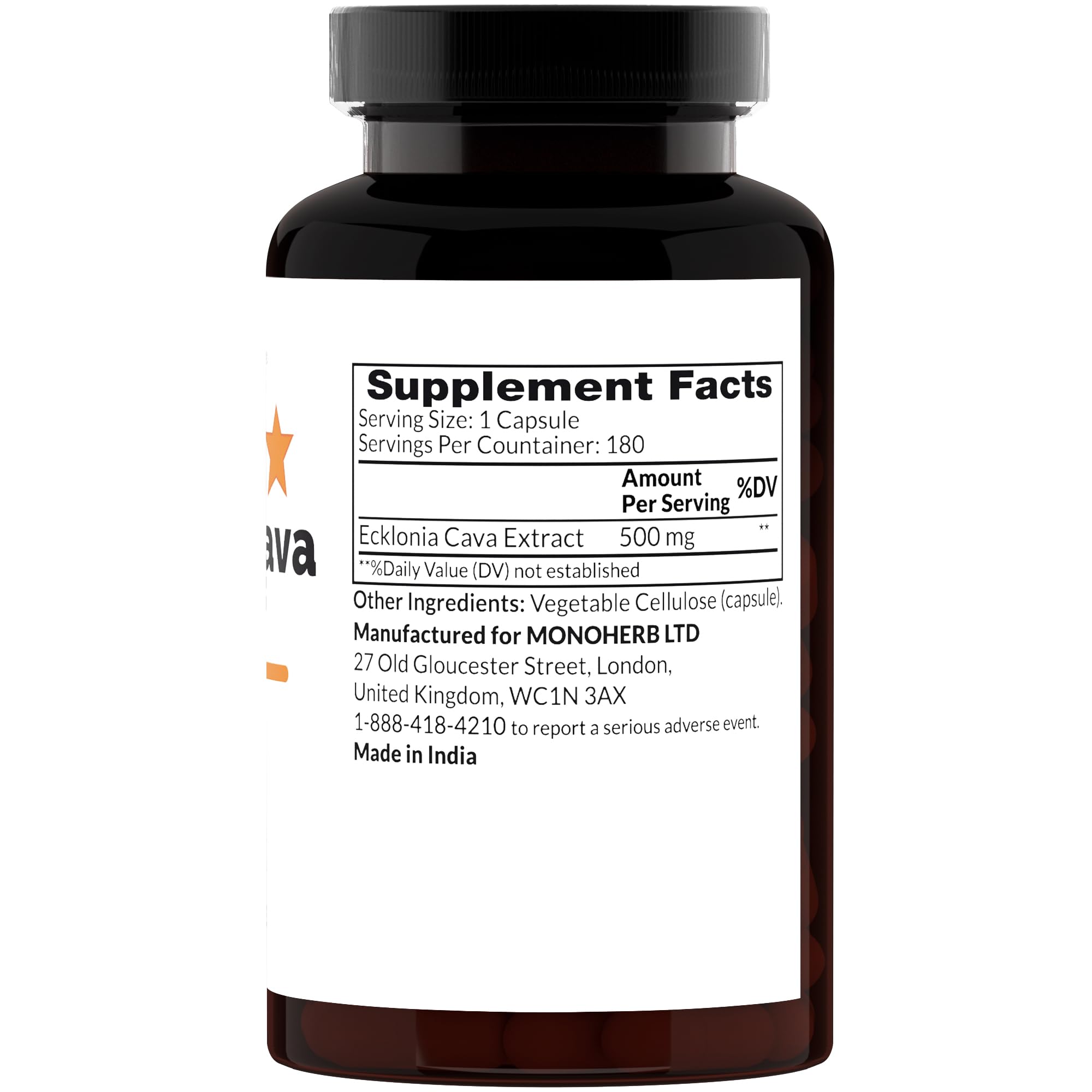 MONOHERB Ecklonia Cava capsules offer convenient 500 mg servings for daily use