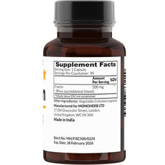 Close-up of MONOHERB Fisetin capsules, easy to swallow for daily cognitive support.