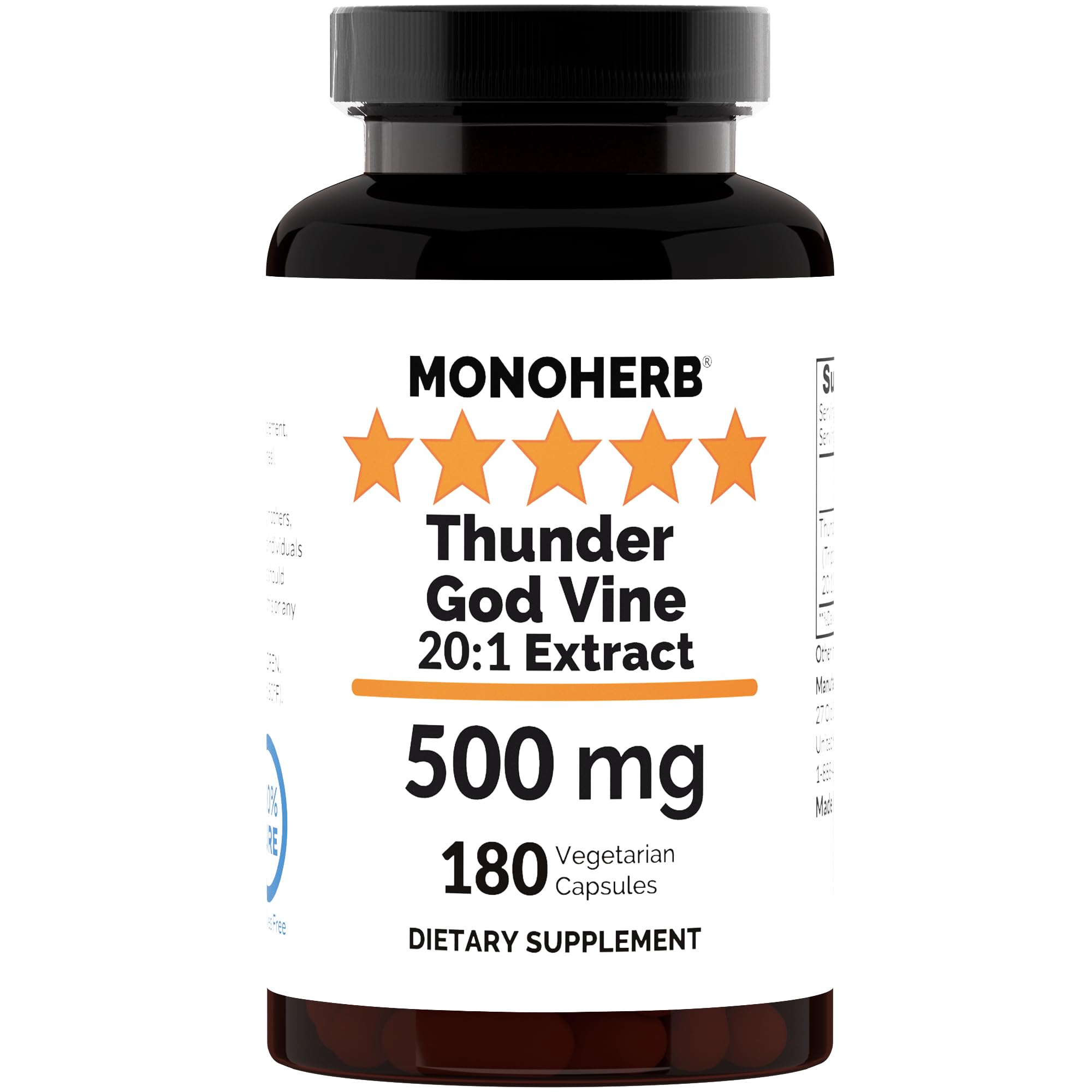 MONOHERB Thunder God Vine bottle front highlights 20:1 extract for convenient daily use.