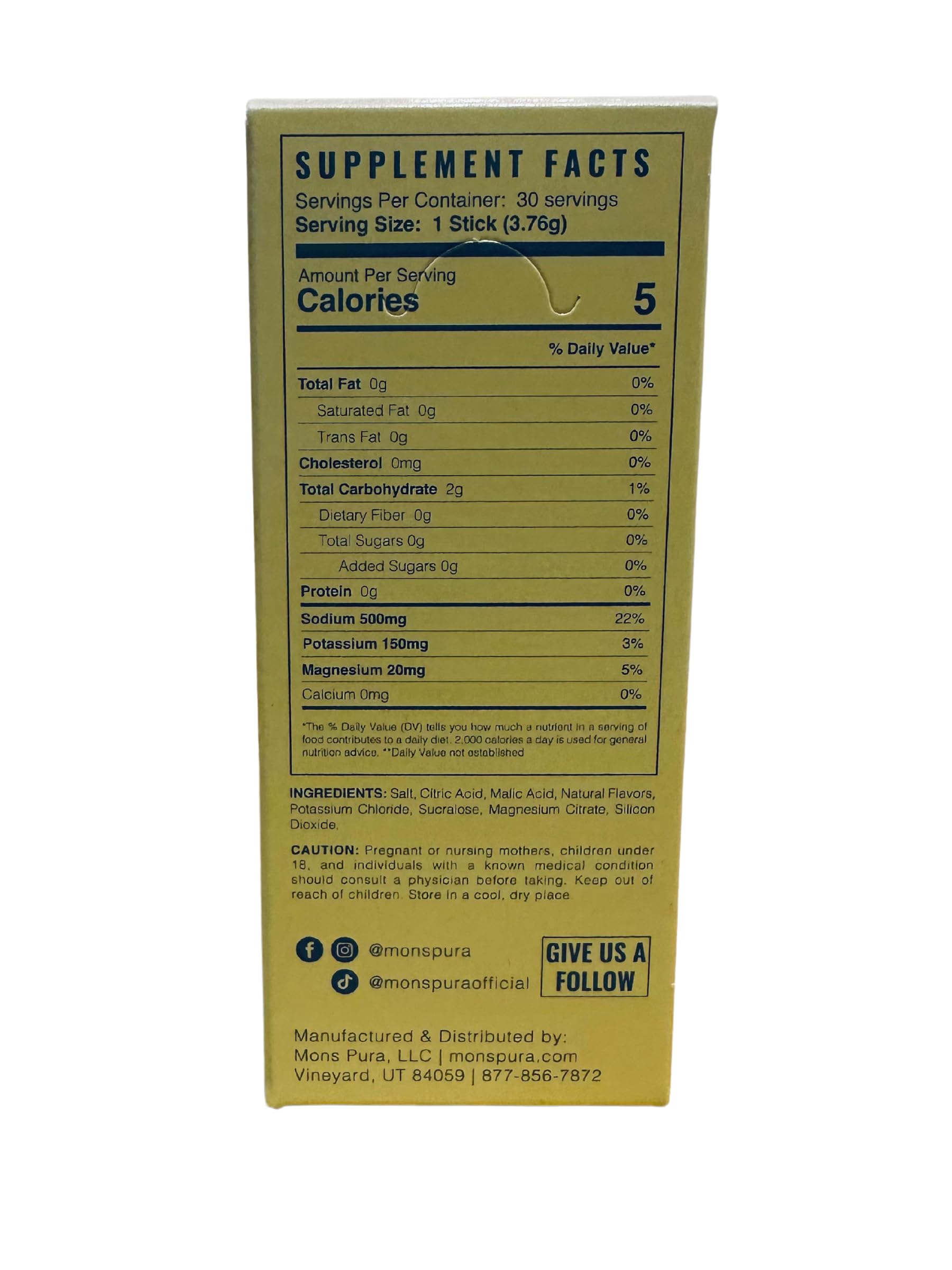Mons Pura Hydra Lemonade package-front view showing zero sugar option