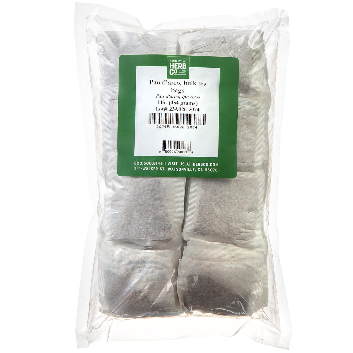 MONTEREY BAY HERB CO Pau D'Arco tea bags box for daily caffeine-free enjoyment.
