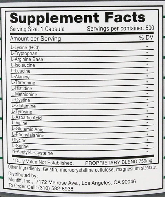 Montiff All Basic Plus 500 capsules packaging ideal for daily dietary routine