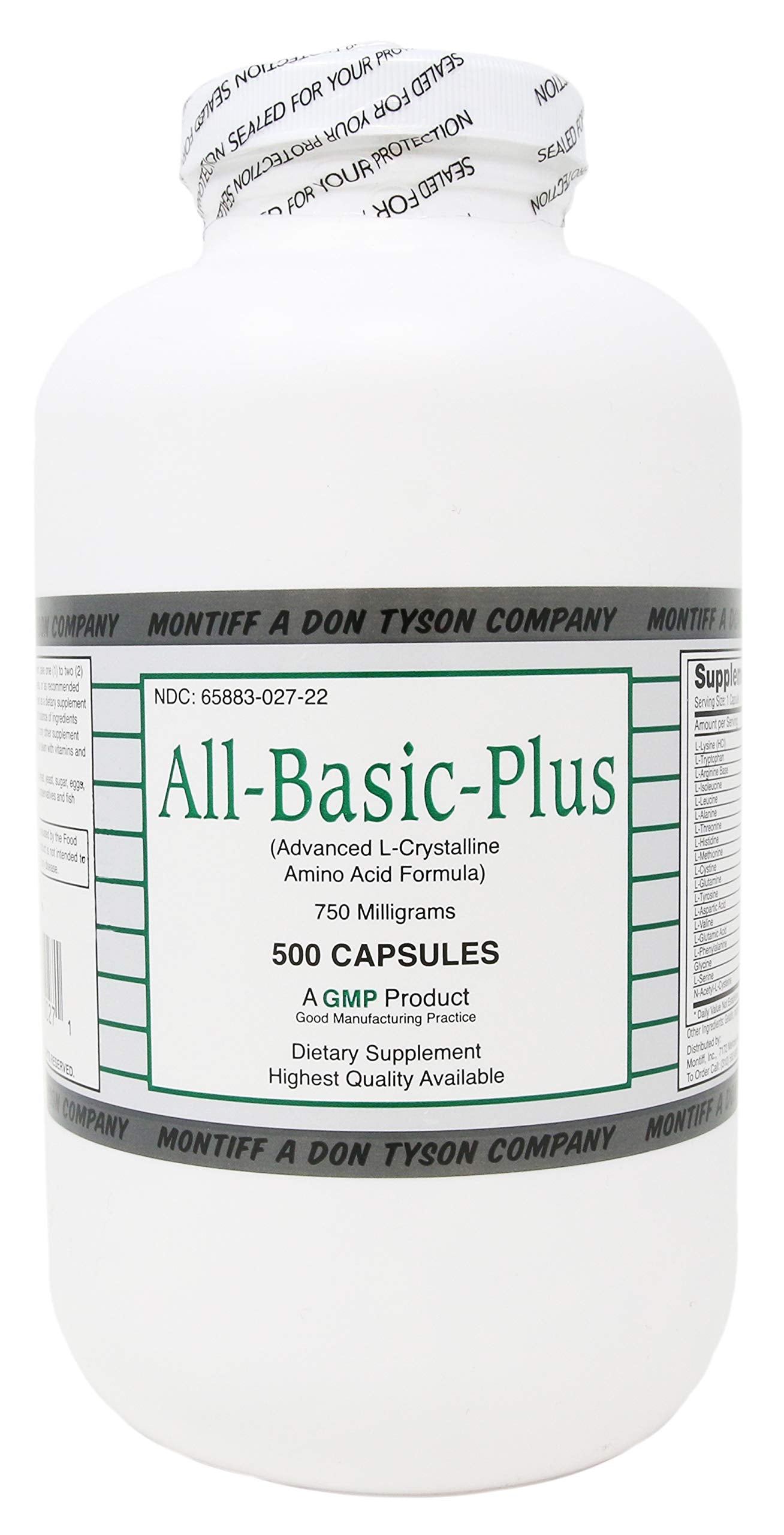 Montiff All Basic Plus 750mg bottle promotes daily amino acid support