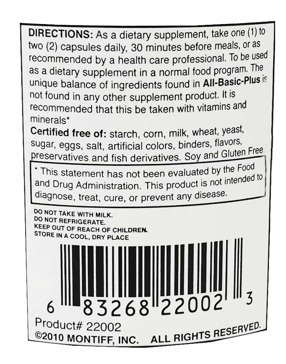 Montiff All Basic Plus capsules highlight convenient allergen-friendly supplement