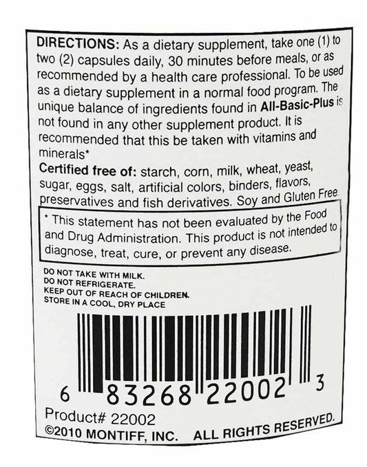 Montiff All Basic Plus capsules highlight convenient allergen-friendly supplement
