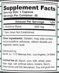 Montiff L-Histidine capsules close-up showing easy-to-swallow form
