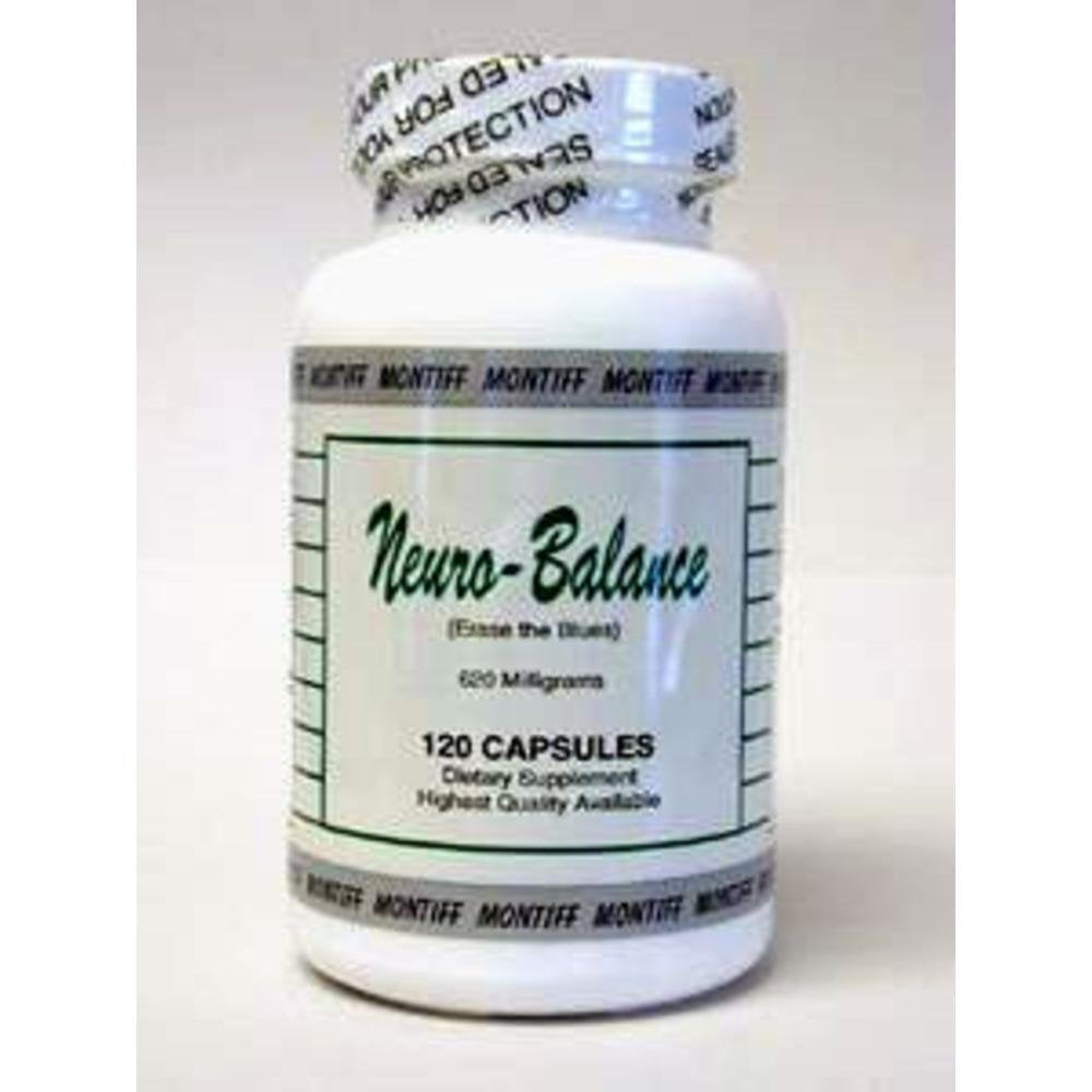 Montiff Neuro-Balance 620 mg capsules in a bottle for daily focus support.