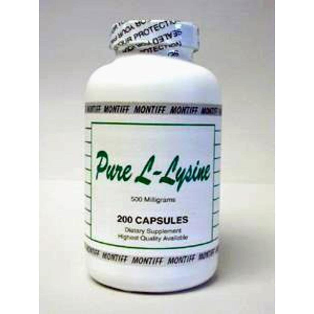 Montiff Pure L-Lysine 500 mg capsules bottle for daily supplementation