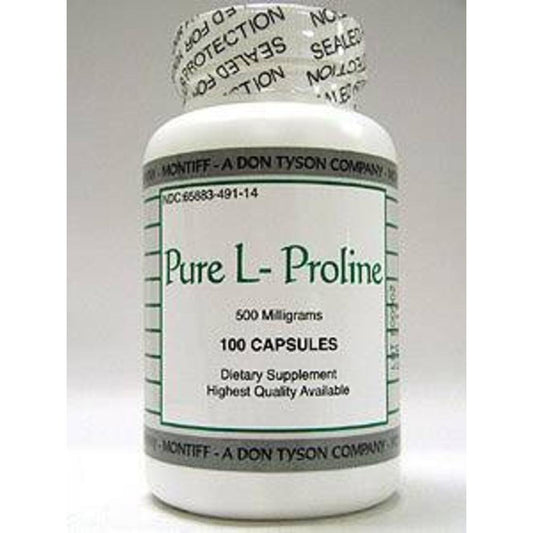 Montiff Pure L-Proline 500 mg capsules for daily amino acid support.