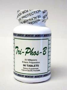 Montiff Tri-Phos-B 25 mg bottle with label for daily B vitamin support
