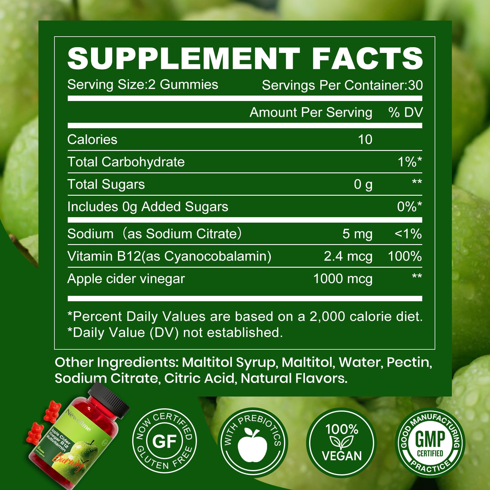 Montue Newellme gummy with B12 multivitamin for energy and gut health