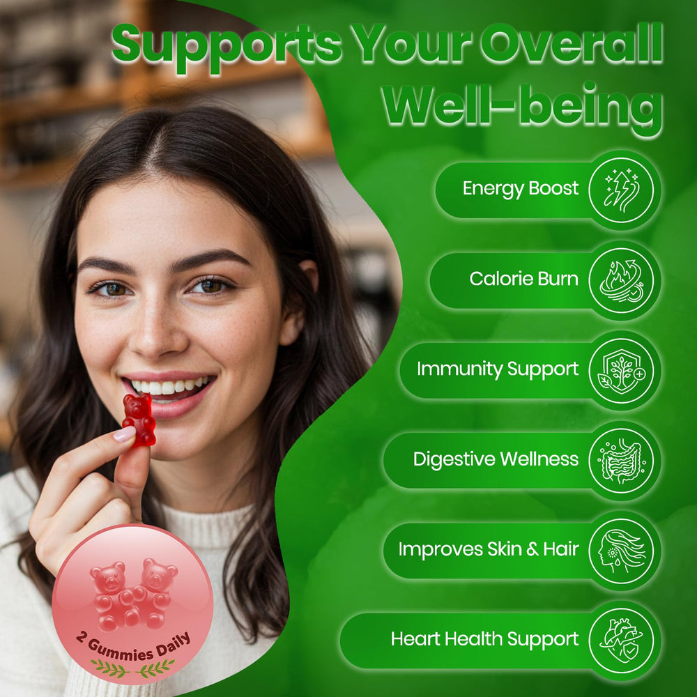 Delicious natural apple flavor in Montue Newellme gummies with no aftertaste