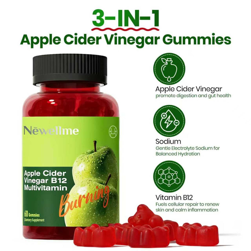 Sugar-free Montue Newellme gummy with natural apple flavor and ACV
