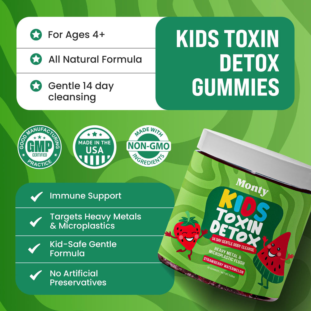 Monty Zeolite Detox Kids 14-day plan visualization supporting gradual toxin reduction