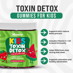 Monty Zeolite Detox Kids packaging on kitchen counter for easy routine