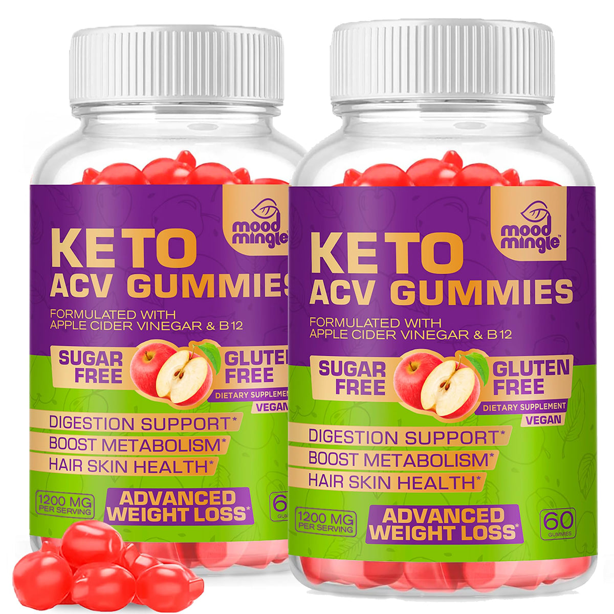 Mood Mingle Keto ACV Gummies bottle showcases convenient weight management support.